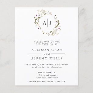 Prospectus 11,4 Cm X 14,2 Cm Flore Faire-part de mariage