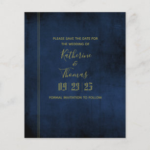 Prospectus 11,4 Cm X 14,2 Cm Flyer budgétaire Navy & Gold Regal Save The Date