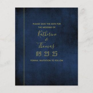 Prospectus 11,4 Cm X 14,2 Cm Flyer budgétaire Navy & Gold Regal Save The Date