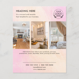 Prospectus 11,4 Cm X 14,2 Cm Flyer commercial minimaliste   Logo et photo