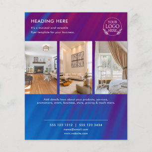 Prospectus 11,4 Cm X 14,2 Cm Flyer commercial minimaliste   Logo et photo