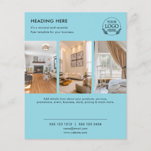Prospectus 11,4 Cm X 14,2 Cm Flyer commercial minimaliste Logo et photo