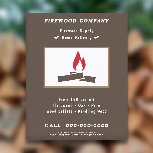 Prospectus 11,4 Cm X 14,2 Cm Flyer d'alimentation en bois de chauffage (Firewood Supply Flyer)