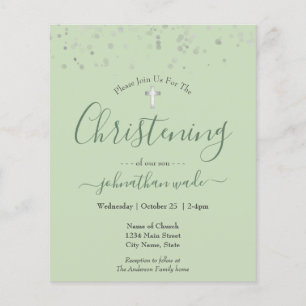 Prospectus 11,4 Cm X 14,2 Cm Flyer de Christening de Script fantaisie