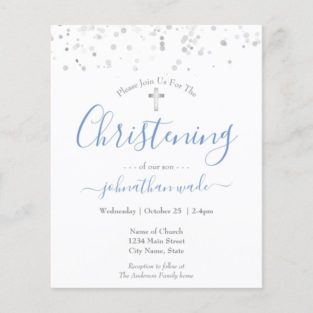 Prospectus 11,4 Cm X 14,2 Cm Flyer de Christening de Script fantaisie (Devant)