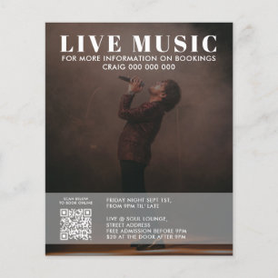 Prospectus 11,4 Cm X 14,2 Cm Flyer de Concert de Musique de Chanteur Promotionn