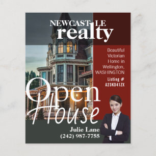 Prospectus 11,4 Cm X 14,2 Cm Flyer de l'agent immobilier pour la maison ouverte