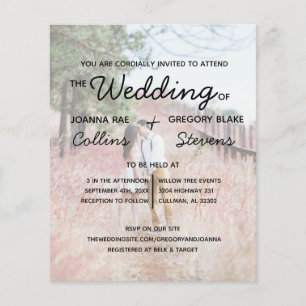 Prospectus 11,4 Cm X 14,2 Cm Flyer de mariage photo à petit budget sans thème, 