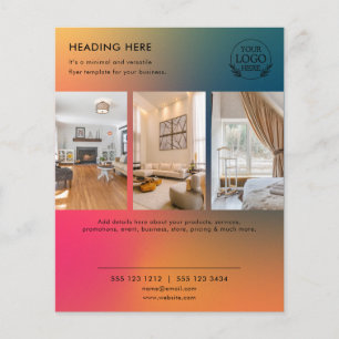 Prospectus 11,4 Cm X 14,2 Cm Flyer de marketing commercial minimaliste Logo e