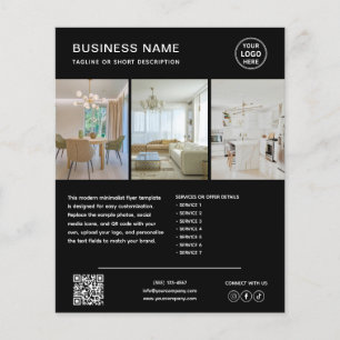 Prospectus 11,4 Cm X 14,2 Cm Flyer de marketing minimaliste noir personnalisé p