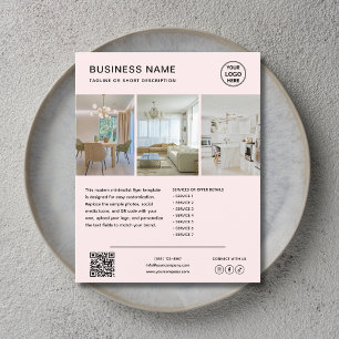 Prospectus 11,4 Cm X 14,2 Cm Flyer de marketing minimaliste rose personnalisé p