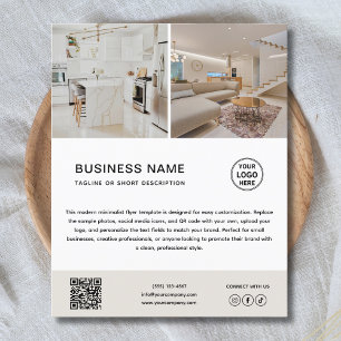 Prospectus 11,4 Cm X 14,2 Cm Flyer de photo pour entreprise avec logo personnal
