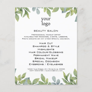 Prospectus 11,4 Cm X 14,2 Cm Flyer de salon de feuillage vert aquarelle