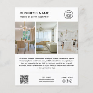 Prospectus 11,4 Cm X 14,2 Cm Flyer de société moderne avec logo personnalisé en