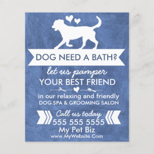 Prospectus 11,4 Cm X 14,2 Cm Flyer de toilettage de chien bleu foncé personnali