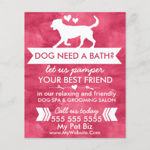 Prospectus 11,4 Cm X 14,2 Cm Flyer de toilettage pour chien rouge tendance - Pe