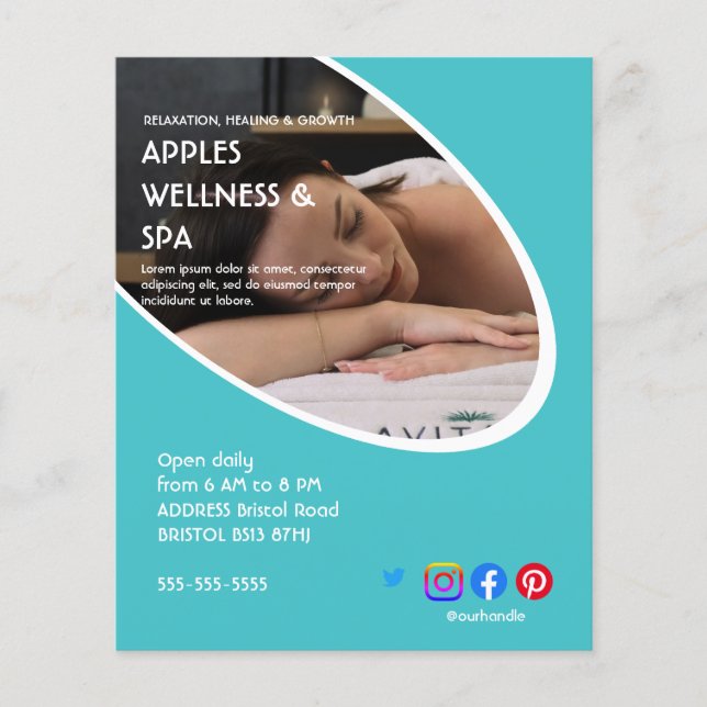 Prospectus 11,4 Cm X 14,2 Cm Flyer de traitement Spa de luxe | Promo Bien-Être  (Devant)