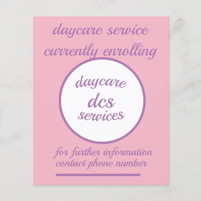 Prospectus 11,4 Cm X 14,2 Cm flyer des services de garderie (Devant)
