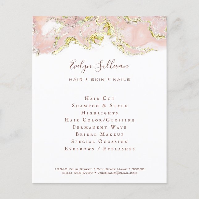 Prospectus 11,4 Cm X 14,2 Cm Flyer Design en marbre rose (Devant)