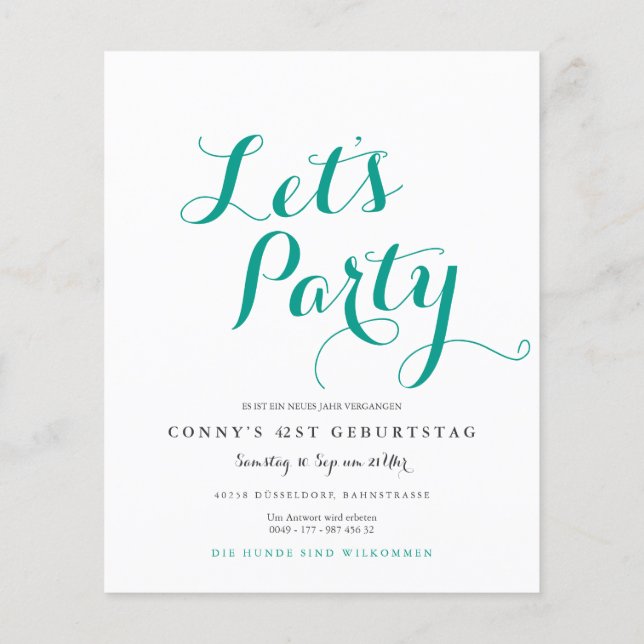 Prospectus 11,4 Cm X 14,2 Cm Flyer d'invitation à la menthe (Dos)