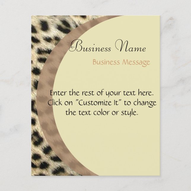 Prospectus 11,4 Cm X 14,2 Cm Flyer Empreinte de léopard (Devant)