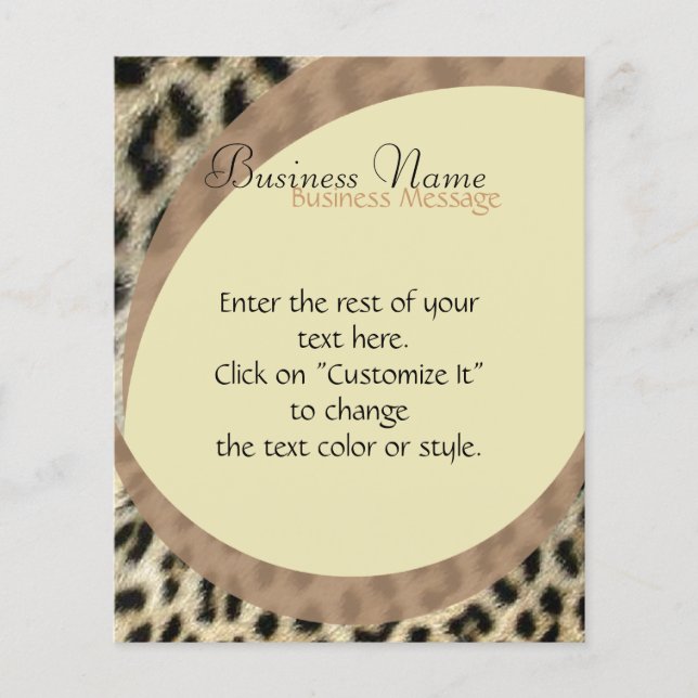 Prospectus 11,4 Cm X 14,2 Cm Flyer Empreinte de léopard (Devant)