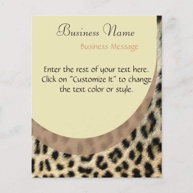 Prospectus 11,4 Cm X 14,2 Cm Flyer Empreinte de léopard (Devant)