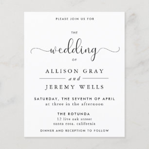 Prospectus 11,4 Cm X 14,2 Cm Flyer Faire-part de mariage budgétaire