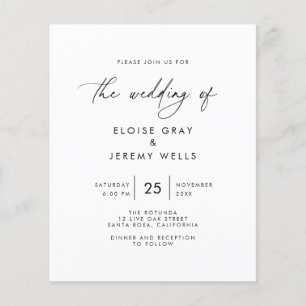 Prospectus 11,4 Cm X 14,2 Cm Flyer Faire-part de mariage budgétaire