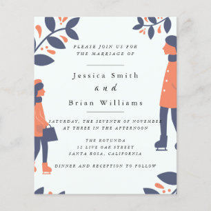 Prospectus 11,4 Cm X 14,2 Cm Flyer Mariage d'Amour d'hiver en couple