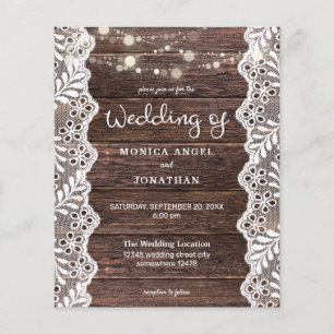 Prospectus 11,4 Cm X 14,2 Cm Flyer Mariage de dentelle budgétaire
