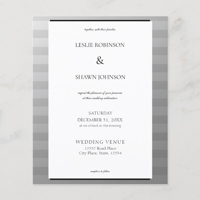 Prospectus 11,4 Cm X 14,2 Cm Flyer Mariage Silver & Gris Budget (Devant)