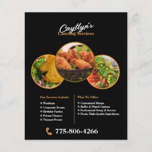 Prospectus 11,4 Cm X 14,2 Cm Flyer personnalisable pour services de traiteur