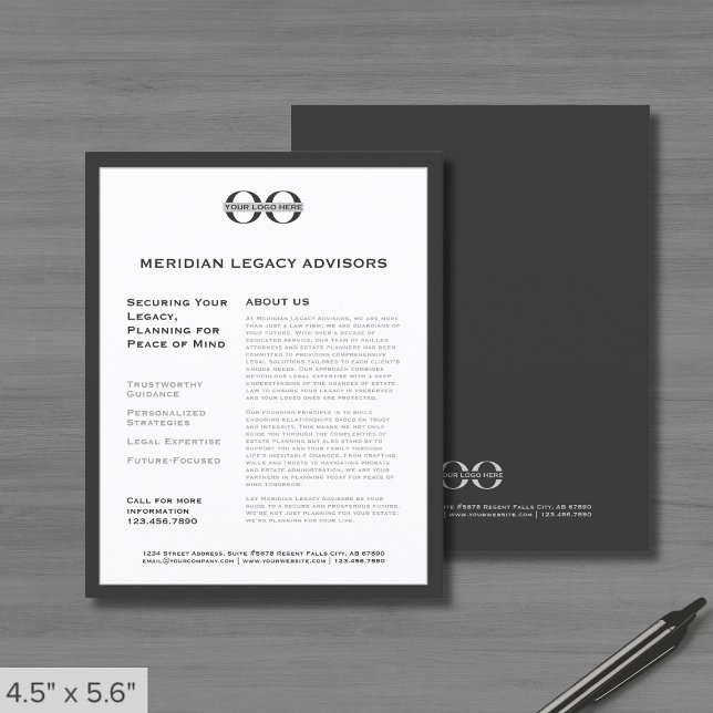 Prospectus 11,4 Cm X 14,2 Cm Flyer promotionnel gris avec logo (Créateur téléchargé)