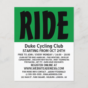 Prospectus 11,4 Cm X 14,2 Cm Flyer publicitaire moderne Bold, Cycling Club