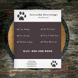 Prospectus 11,4 Cm X 14,2 Cm Flyer Services aux animaux de compagnie<br><div class="desc">Un prospectus avec illustrations de pattes de chat. Entièrement personnalisable, il peut être adapté à toutes sortes de services pour animaux de compagnie tels que le promeneur de chien, le chat assis, l'alimentation de lapin, les soins de poisson, les soins d'oiseaux, l'arrosage plante, l'embarquement des animaux, etc. Vous pouvez modifier...</div>