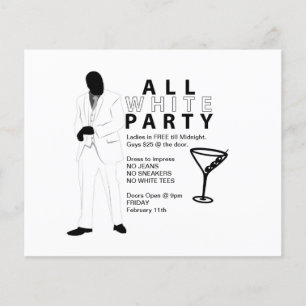 Prospectus 11,4 Cm X 14,2 Cm Flyer White Party