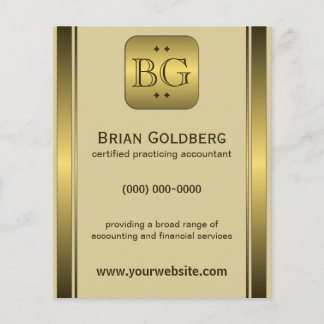 Prospectus 11,4 Cm X 14,2 Cm Flyers comptables Cream and Gold Plate 4,5 po x 5,