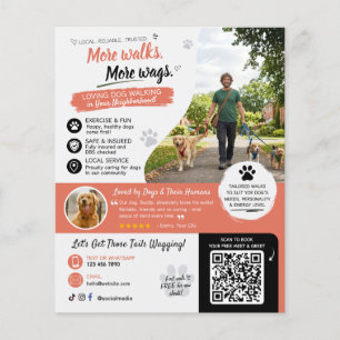Prospectus 11,4 Cm X 14,2 Cm Flyers de code QR pour la promenade de chiens et l