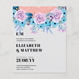 Prospectus 11,4 Cm X 14,2 Cm FLYERS Mariage à budget le plus bas Fleurs bleu vi