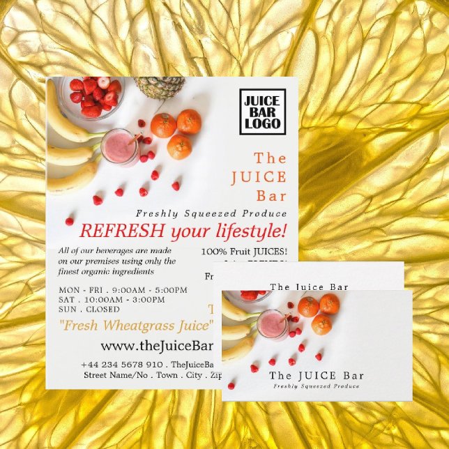 Prospectus 11,4 Cm X 14,2 Cm Fruits tropicaux, Bar à jus Publicité (Créateur téléchargé)