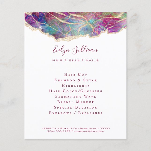 Prospectus 11,4 Cm X 14,2 Cm Fuchsia Aquamarine Opal Design Flyer (Devant)