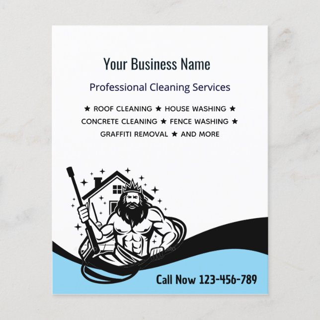 Prospectus 11,4 Cm X 14,2 Cm Funny Pressure Washing House Cleaning Flyer (Devant)