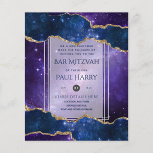 Prospectus 11,4 Cm X 14,2 Cm Galaxy Starry Night BAR MITZVAH Invitations Marine
