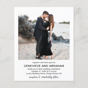 Prospectus 11,4 Cm X 14,2 Cm Genevieve Black White Photo Modern Wedding Invitat