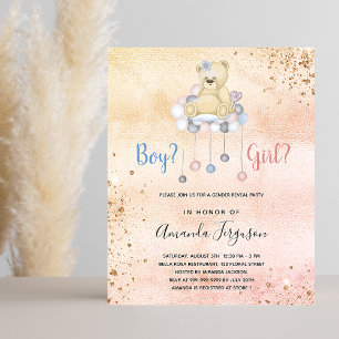 Prospectus 11,4 Cm X 14,2 Cm Genre révéler baby shower teddy invitation budgéta