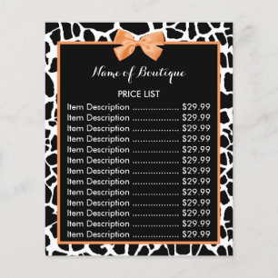 Prospectus 11,4 Cm X 14,2 Cm Girl Giraffe Imprimer Boutique Bow Orange Liste de