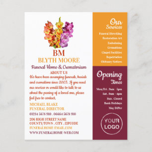 Prospectus 11,4 Cm X 14,2 Cm Gladiolus Flowers, Maison funéraire, Directeurs