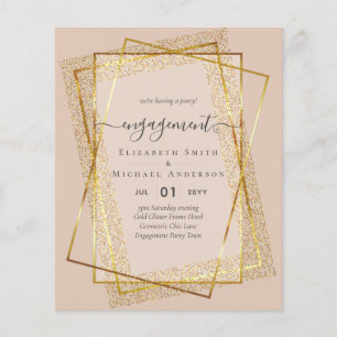 Prospectus 11,4 Cm X 14,2 Cm Glitzy Glam ENGAGEMENT Partie Invitations BUDGET