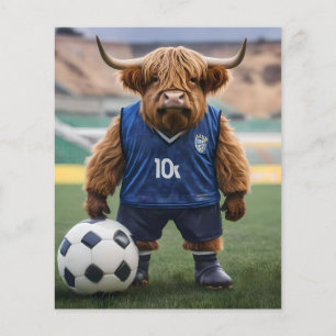 Prospectus 11,4 Cm X 14,2 Cm "Goal-Getter : A Highland Cow habillé pour le foot